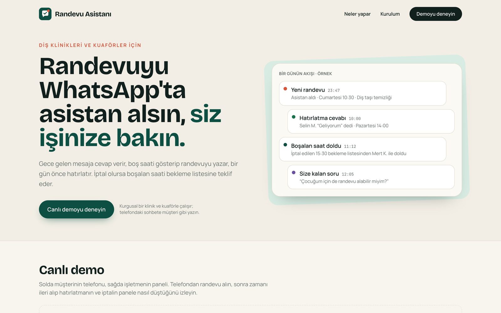Randevu Asistanı: Tanıtım sayfası