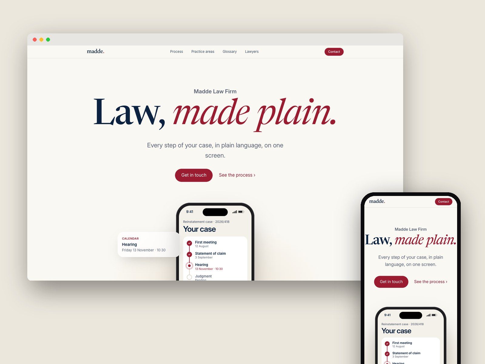Despacho de abogados Madde: Diseño moderno: página de inicio